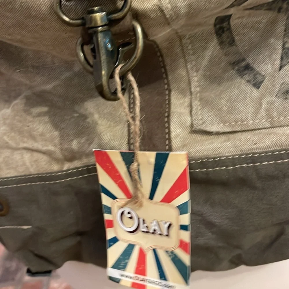 NWT Vintage Canvas Backpack - Tan and Brown Olay